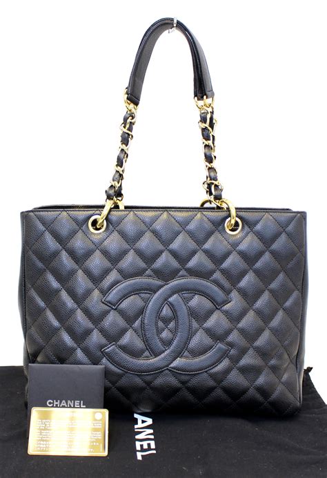 black caviar leather chanel luxe ligne tote